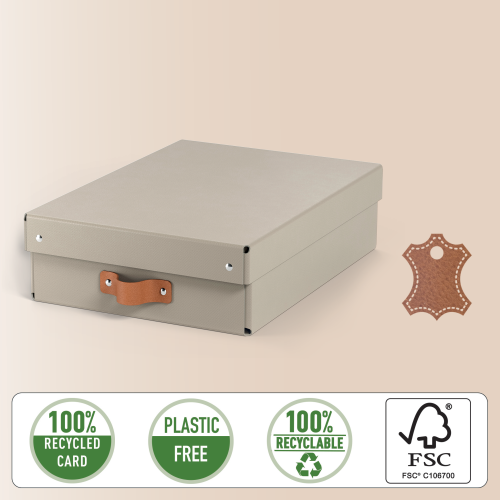 Leitz Pack de 2 Cajas de Almacenaje de Cartón Mediana Baja, Beige