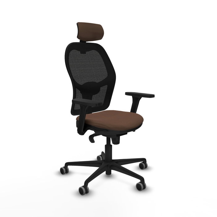 PIQUERAS Y CRESPO Silla de oficina Jorquera con mecanismo Sincro, Tela Marrón y Malla Negra PIQUERAS Y CRESPO Silla de oficina Jorquera con mecanismo Sincro, Tela Marrón y Malla Negra