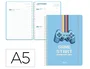 Liderpapel Agenda Escolar Game On 2026-2027 A5 Día Página, Espiral, Azul, Bilingüe, Papel FSC 80g, con Gomilla y Pegatinas