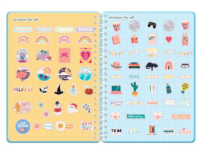 Liderpapel Agenda Escolar Game On 2026-2027 A5 Día Página, Espiral, Azul, Bilingüe, Papel FSC 80g, con Gomilla y Pegatinas