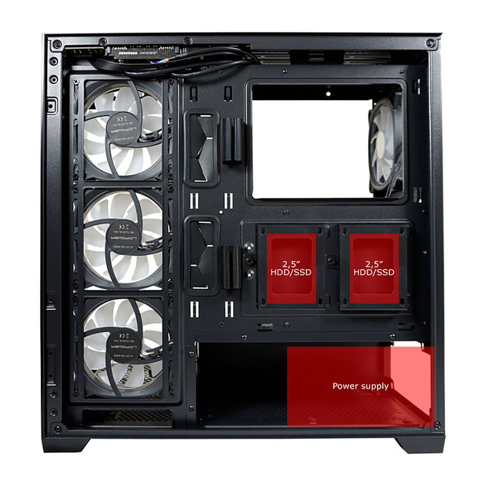 LC-Power 715B Midi Tower Negra con Ventana de Vidrio Templado para PC Gaming