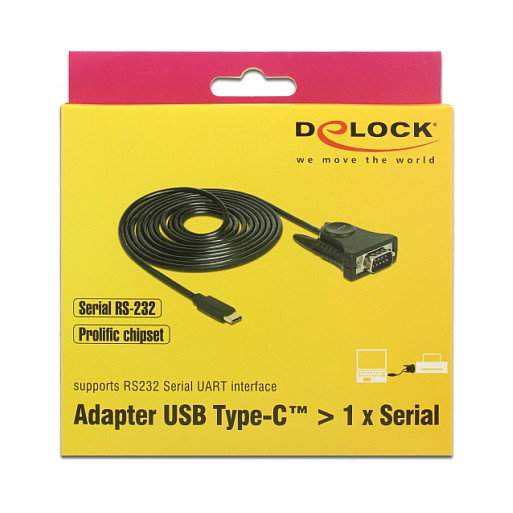 DeLOCK Adaptador USB C a RS-232 DB9 1,8 m