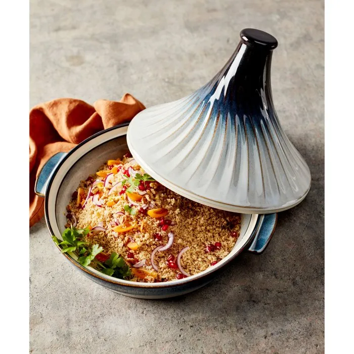 Cosy & Trendy Tajín de Gres Blanco/Azul - Ø 31.7 cm - Apto para Todo Tipo de Fuegos Excepto Inducción - Modelo COS5401110257493