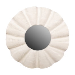 DKD Home Decor Espejo de Teca Tallado Decapé Blanco 76x76 cm