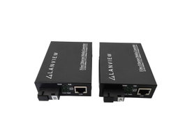 Lanview 1 Puerto Convertidor Medios Fibra a Cobre SC RJ45 10/100/1000 Mbps IEEE 802.3x hasta 20 km Compatible con 1000BASE-SX/LX/EX/ZX
