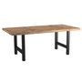 DKD Home Decor Mesa Comedor Espiga Moderno Acacia Metal Marron Negro 180 x 90 x 76 cm