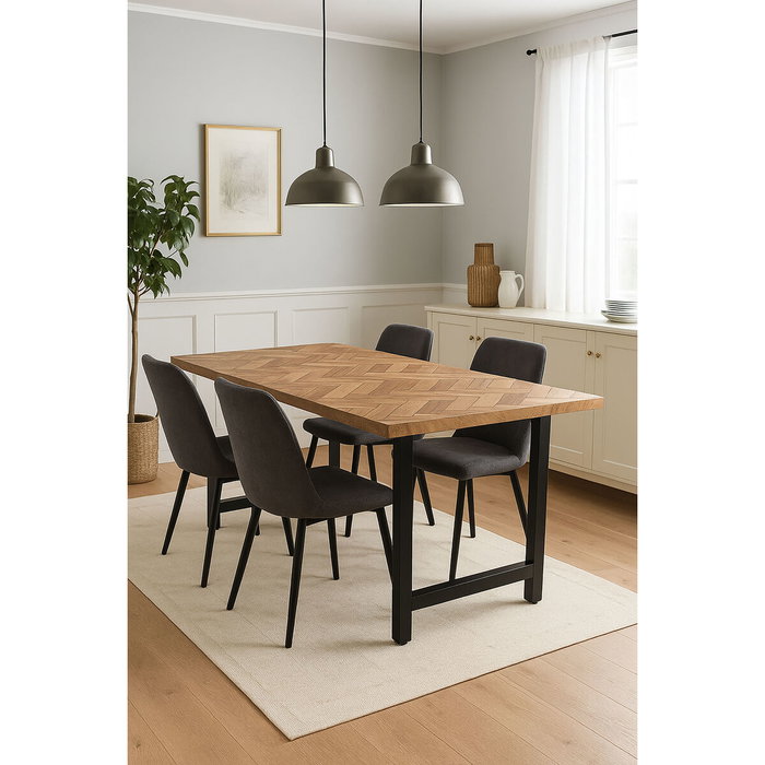 DKD Home Decor Mesa Comedor Espiga Moderno Acacia Metal Marron Negro 180 x 90 x 76 cm DKD Home Decor Mesa Comedor Espiga Moderno Acacia Metal Marron Negro 180 x 90 x 76 cm