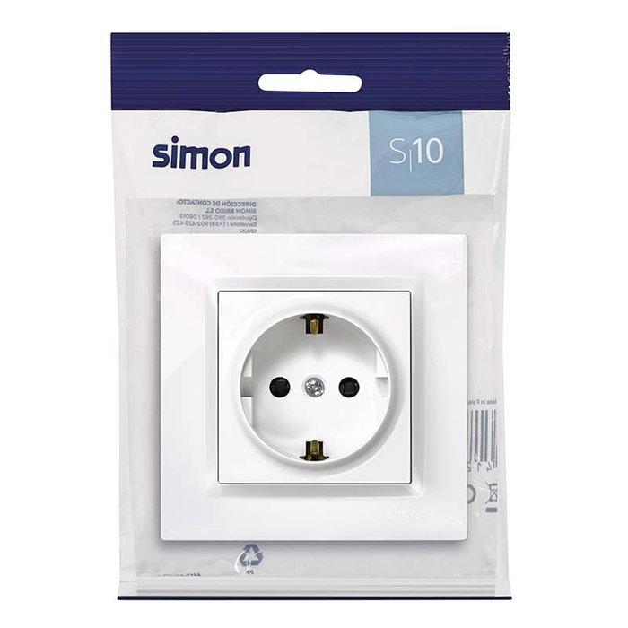 Simon Enchufe 2p+t tipo f schuko blanco con marco