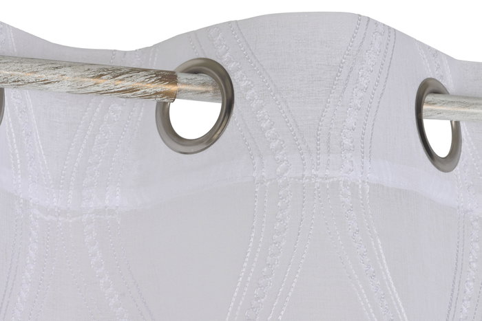DKD Home Decor Cortina de Poliéster Bordada con Anillas Blanco 140x260 cm