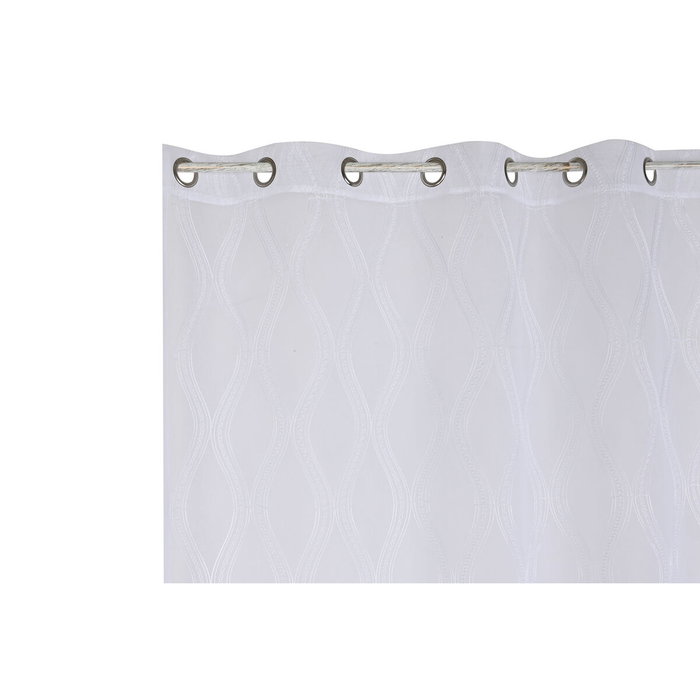 DKD Home Decor Cortina de Poliéster Bordada con Anillas Blanco 140x260 cm