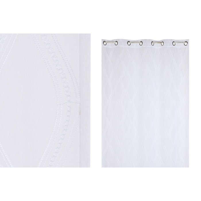 DKD Home Decor Cortina de Poliéster Bordada con Anillas Blanco 140x260 cm