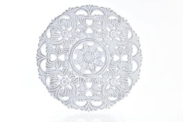 DKD Home Decor Decoración Pared Árabe Mandala Blanco 2 x 38 x 38 cm (4 Unidades)
