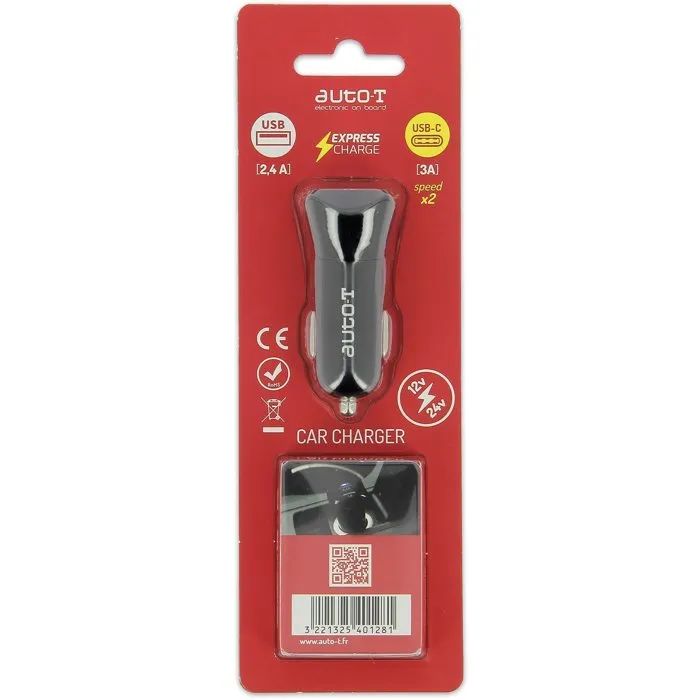 Auto-T 540128 Enchufe 12/24 V con USB y USB-C