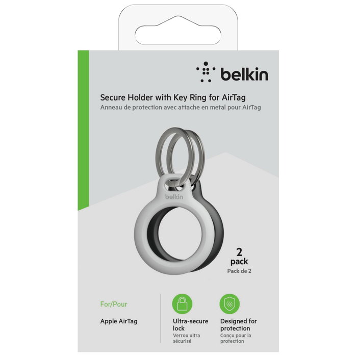 Belkin MSC002BTBK Funda Llavero para Apple AirTag, Negro (Pack de 2)
