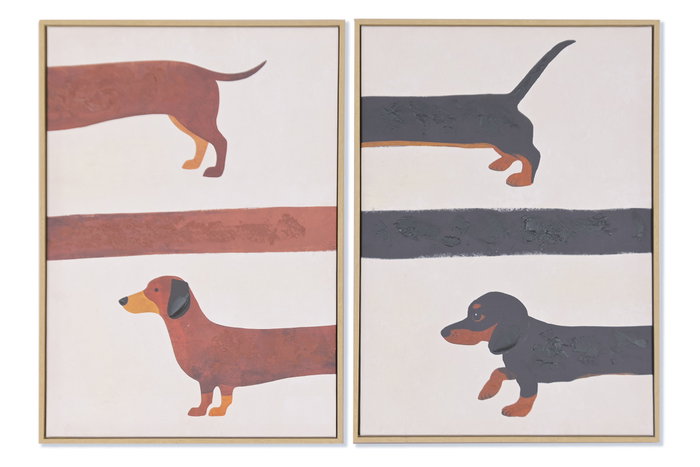 DKD Home Decor Cuadro en Lienzo Perro Salchicha Surtido de 2 Unidades DKD Home Decor Cuadro en Lienzo Perro Salchicha Surtido de 2 Unidades