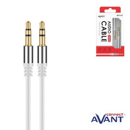 AVANT CONNECT Cable jack 3.5mm macho a macho (m/m), conector fino, color blanco, para audio y dispositivos portátiles
