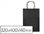 Q-connect Bolsa de Papel Celulosa Negra Tamaño L con Asa Retorcida 320x400x140 mm