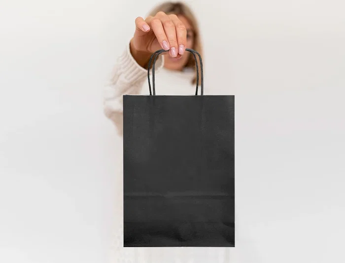 Q-connect Bolsa de Papel Celulosa Negra Tamaño L con Asa Retorcida 320x400x140 mm