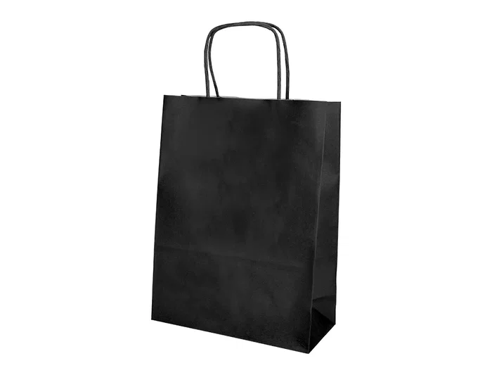 Q-connect Bolsa de Papel Celulosa Negra Tamaño L con Asa Retorcida 320x400x140 mm
