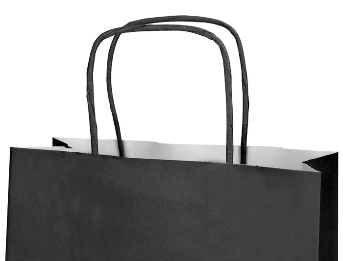 Q-connect Bolsa de Papel Celulosa Negra Tamaño L con Asa Retorcida 320x400x140 mm