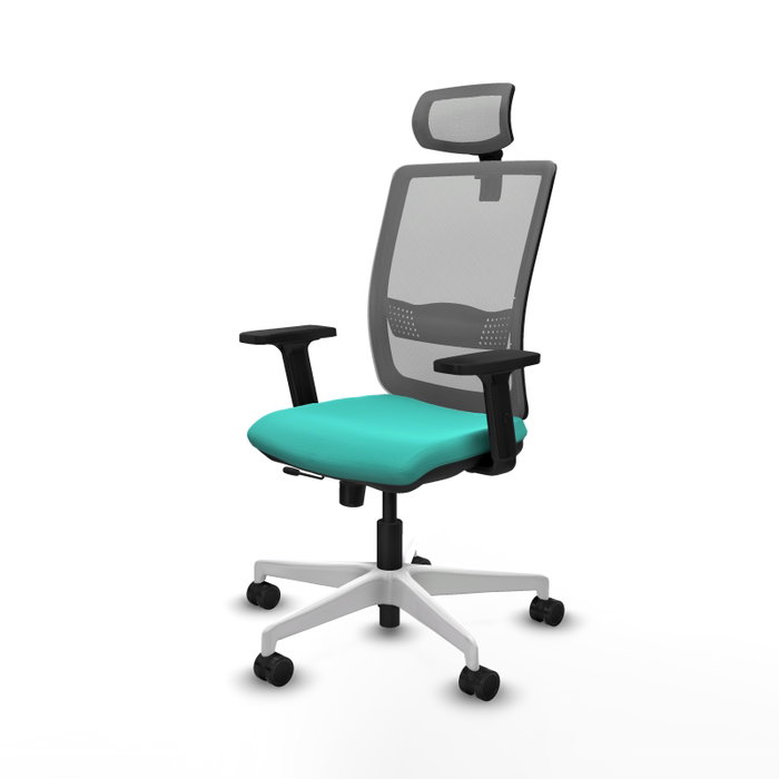 PIQUERAS Y CRESPO Silla de oficina Haches con mecanismo Sincro/Traslack color Turquesa y Gris