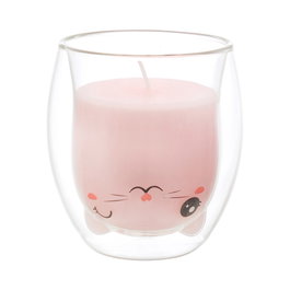 The Concept Factory Vela Perfumada En Vaso Kawaii Colección Gato, Pollito, Panda Cera Parafina Doble Pared 25h