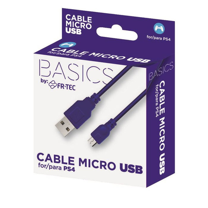 Fr-tec Cable USB 2.0 FT0018 Tipo A Macho a Micro USB Macho 3 Metros Azul para PS4 Fr-tec Cable USB 2.0 FT0018 Tipo A Macho a Micro USB Macho 3 Metros Azul para PS4