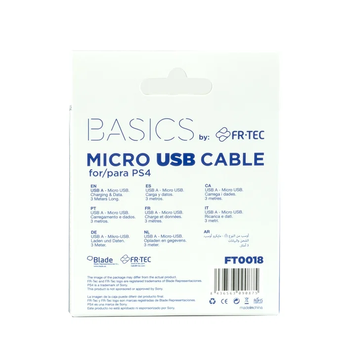 Blade Cable Micro USB a USB de 3m Azul para PS4 Blade Cable Micro USB a USB de 3m Azul para PS4