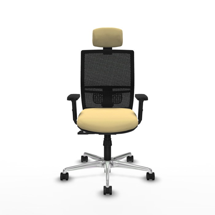 PIQUERAS Y CRESPO Silla de oficina Yunquera con mecanismo Sincro, Crema y Negro