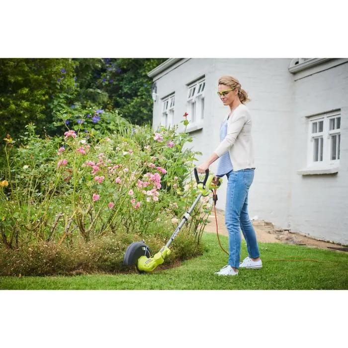 Ryobi RYO4058546268589 Recortadora de Bordes 500W con 2 Hilos Trenzados de 1.65mm, Corte de 27cm y 3 Bobinas de Hilo de Regalo