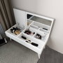 Hanah Home Mesa de Maquillaje Blanca con Espejo. Ancho: 79.4 cm, Altura: 31 cm, Profundidad: 35 cm. Tablero de partículas melamina 18 mm