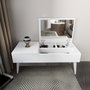 Hanah Home Mesa de Maquillaje Blanca con Espejo. Ancho: 79.4 cm, Altura: 31 cm, Profundidad: 35 cm. Tablero de partículas melamina 18 mm