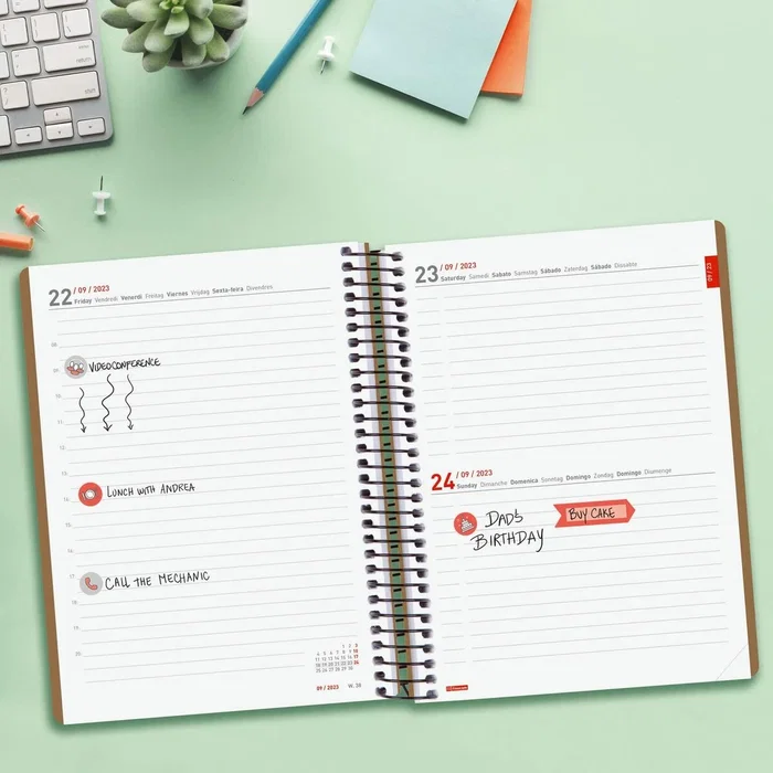 Finocam agenda 16 meses espiral ikon e10 1dp t/ligera marrón 2023-2024