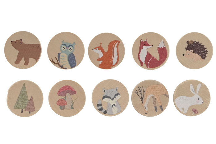 DKD Home Decor Juego De Mesa Infantil Educativo Multicolor Madera Set de 21 Piezas 6.5 x 4 x 19 cm