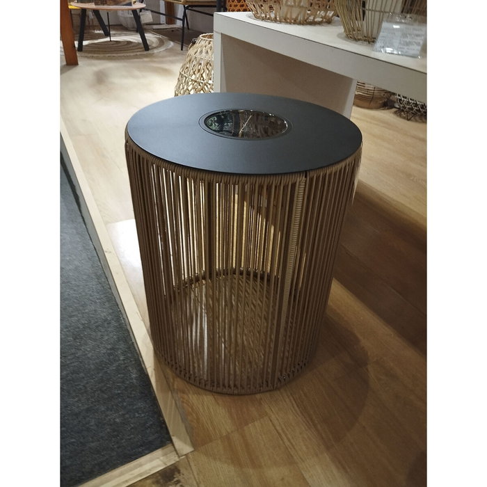 DKD Home Decor Mesita Auxiliar SOLAR Acero y Ratán Sintético Negro y Marrón DKD Home Decor Mesita Auxiliar SOLAR Acero y Ratán Sintético Negro y Marrón