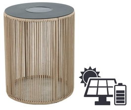 DKD Home Decor Mesita Auxiliar Terraza y Jardín Negro Marrón Acero Ratán Sintético 40x50x40 cm