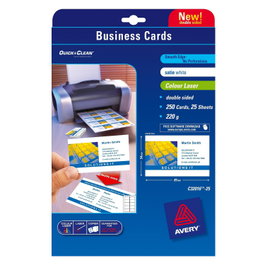 AVERY Zweckform Tarjetas de Visita C32016-25 Satinado Blanco 220 g/qm, 250 unidades