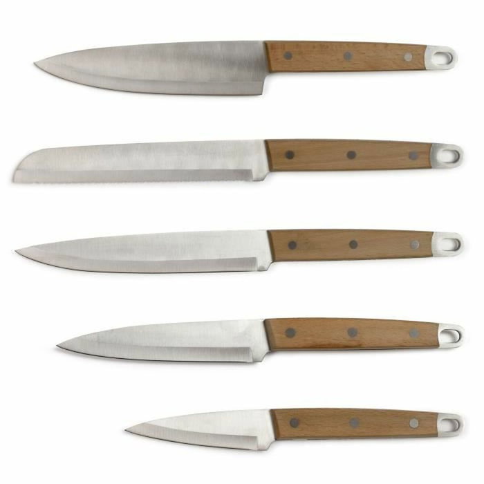 Livoo Juego de 5 cuchillos MEC129 con mango de haya de acero inoxidable Livoo Juego de 5 cuchillos MEC129 con mango de haya de acero inoxidable