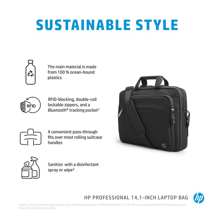 HP Maletín Profesional para Portátil de 14.1 Pulgadas con Materiales Ecológicos y Diseño Cómodo