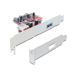 DeLOCK Tarjeta PCI Express USB 3.0 PCIe x1 con 2 Puertos (1 Interno, 1 Externo) SuperSpeed 5 Gbps, Compatible con Windows