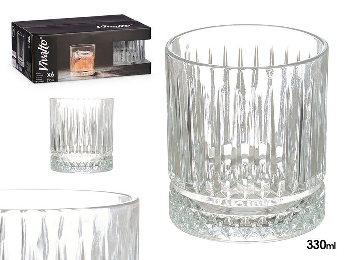 Vivalto Vaso Whisky Pie 330 ml Cristal Transparente 8x9x8 cm (Set de 48)