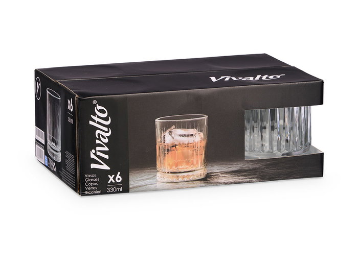 Vivalto Vaso Whisky Pie 330 ml Cristal Transparente 8x9x8 cm (Set de 48) Vivalto Vaso Whisky Pie 330 ml Cristal Transparente 8x9x8 cm (Set de 48)