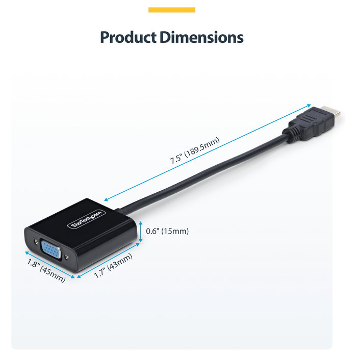 StarTech.com Adaptador HDMI a VGA Activo 1080p HD2VGAE3