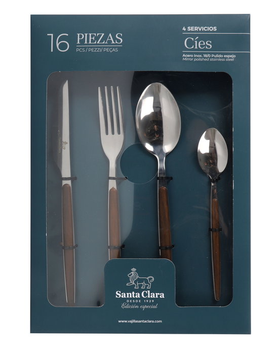 Inde Cubertería 16 Piezas de Acero Inoxidable Cies Sta Clara - Set con 6 Tenedores, 6 Cuchillos y 6 Cucharas (6 Unidades)