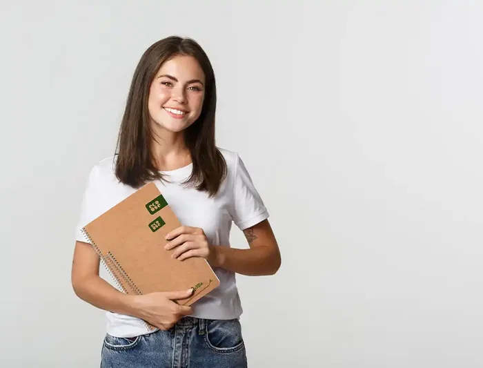 Liderpapel Cuaderno espiral A5 Ecouse tapa cartulina kraft 80 hojas, papel reciclado 80gr, cuadro 4mm