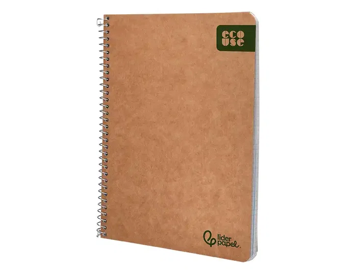 Liderpapel Cuaderno espiral A5 Ecouse tapa cartulina kraft 80 hojas, papel reciclado 80gr, cuadro 4mm