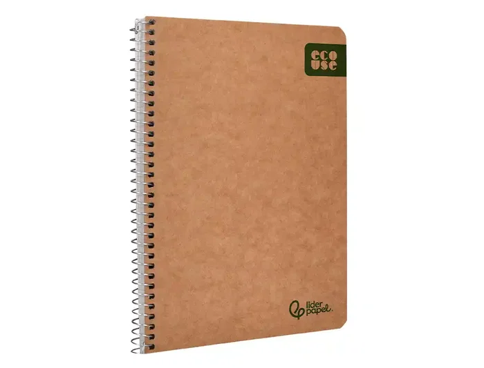 Liderpapel Cuaderno espiral A5 Ecouse tapa cartulina kraft 80 hojas, papel reciclado 80gr, cuadro 4mm