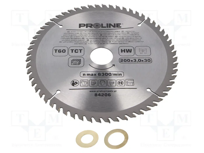 PROLINE Sierra circular de 200mm con 60 dientes para madera PROLINE Sierra circular de 200mm con 60 dientes para madera