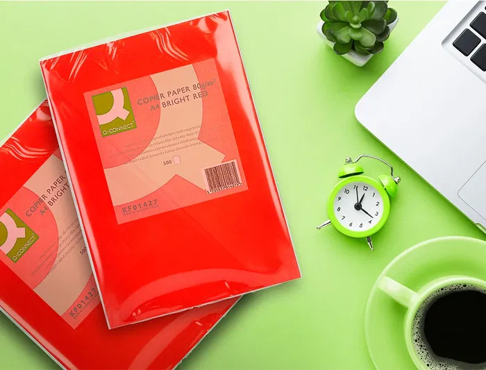 Q-connect Papel Color Din A4 80gr Rojo Intenso Paquete 500 Hojas