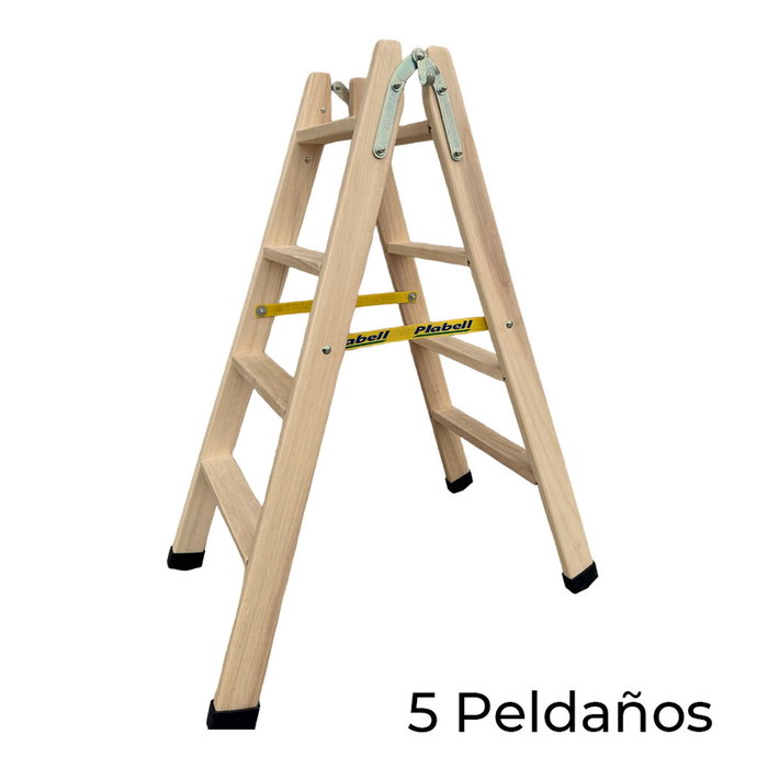 Plabell Escalera de madera 5 peldaños 139cm Bld-5